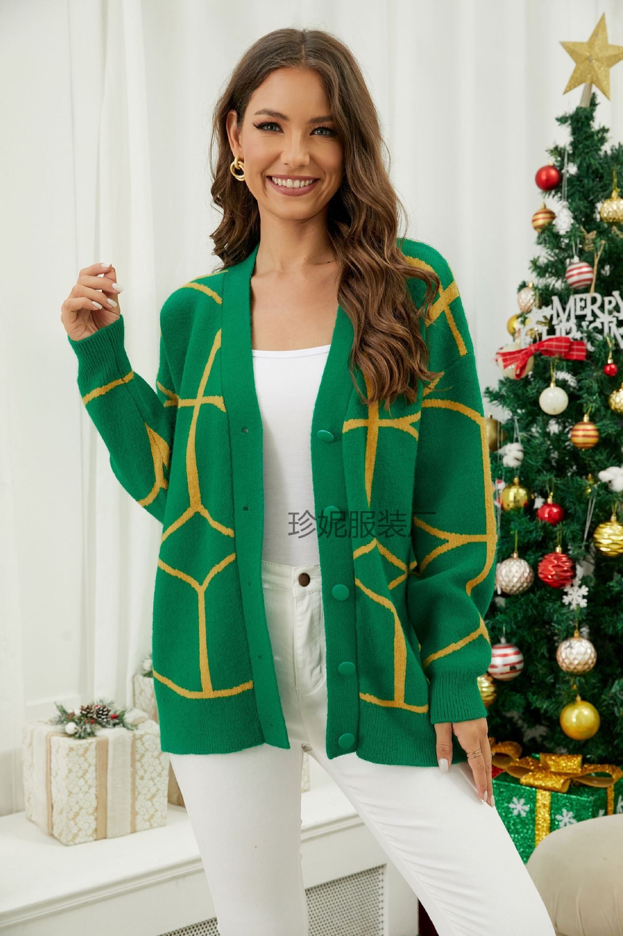 Damen Kuschelige Strickjacke mit geometrischem Muster Stalluxe