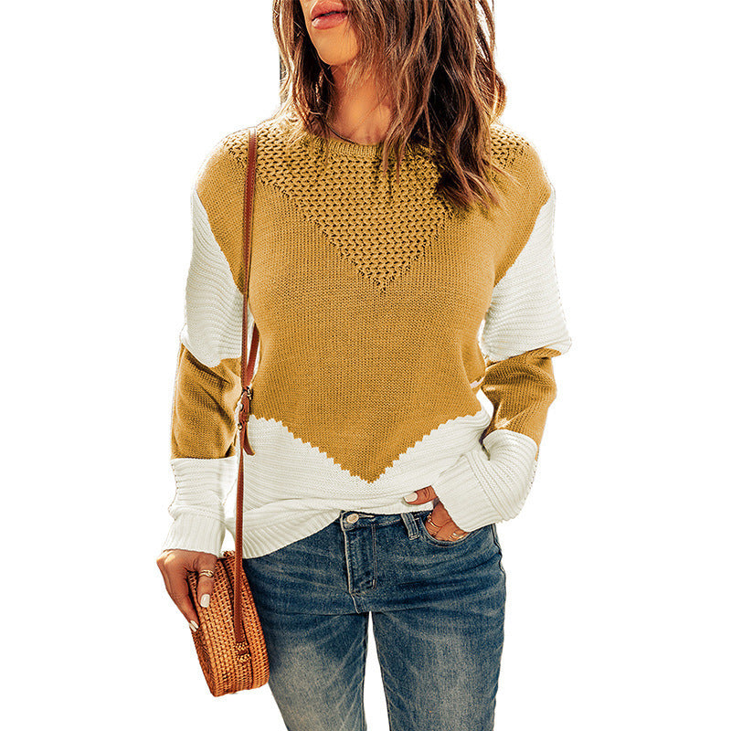 Damen Strickpullover mit modernem Farbblock und strukturiertem Design Stalluxe