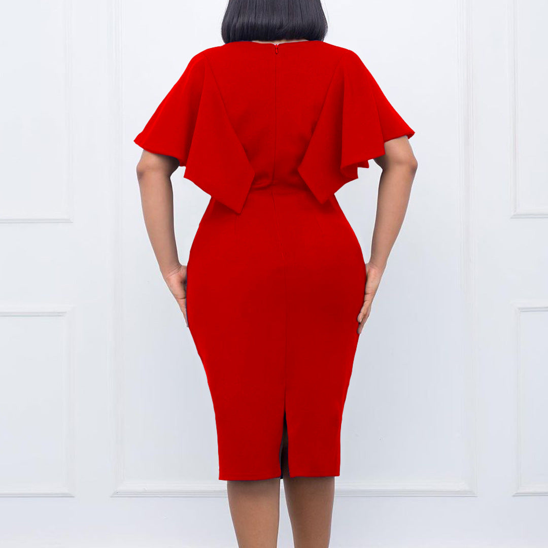 Damen Etuikleid mit Volumenärmeln und Cut-Out-Details Stalluxe