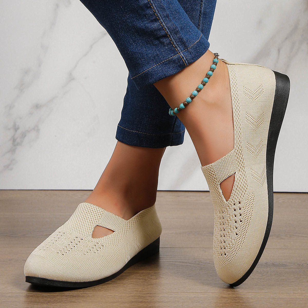 Damen atmungsaktive Slip-On Schuhe mit elastischem Obermaterial und rutschfester Sohle Stalluxe