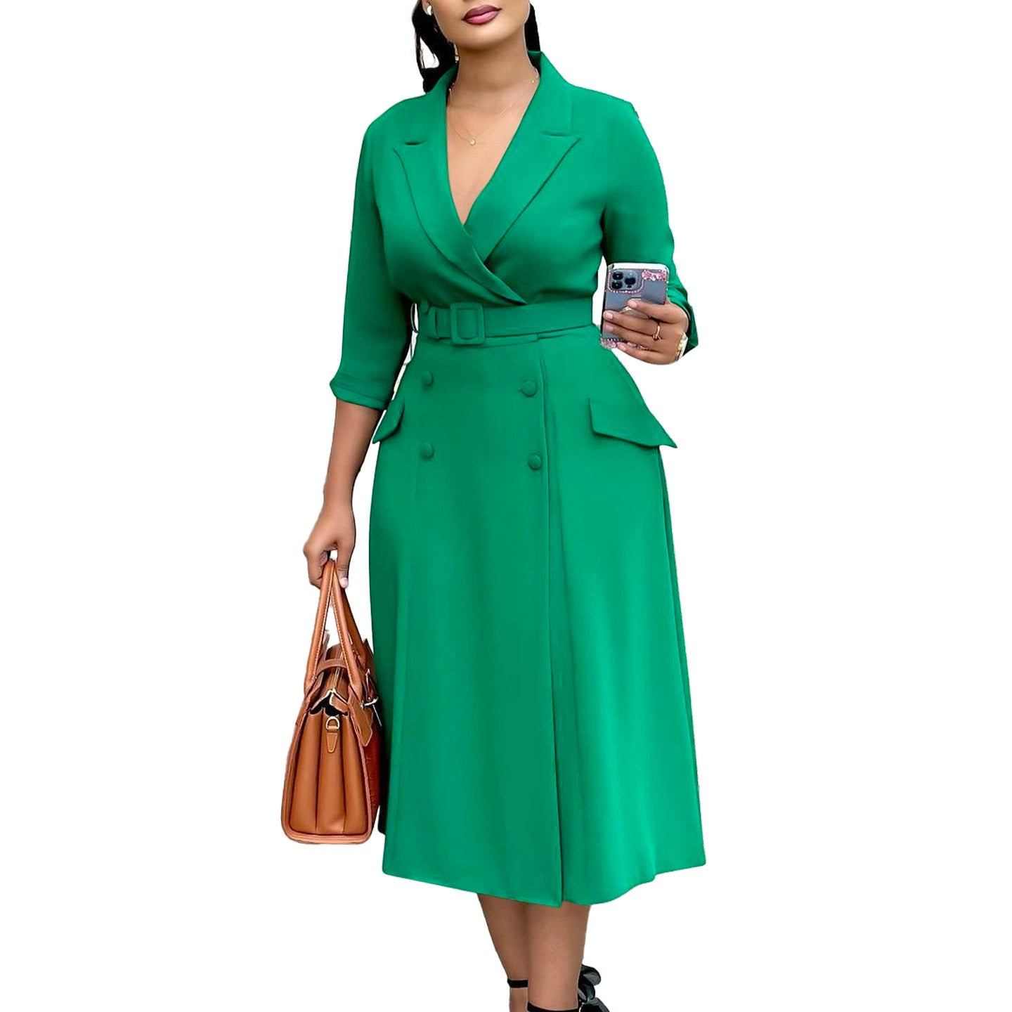 Damen Trenchkleid mit tailliertem Gürtel und luxuriösen Details Stalluxe