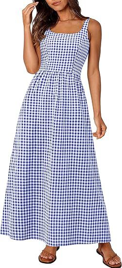 Damen MAXIKLEID mit Karomuster und schmalen Trägern Stalluxe