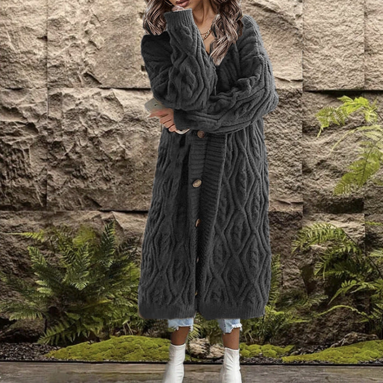 Damen Grobstrick-Kimono mit angesagtem Zopfmuster und praktischen Taschen Stalluxe