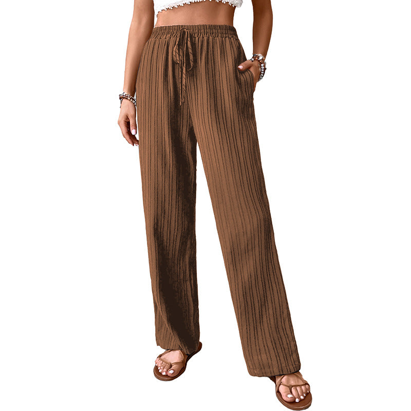 Damen entspannte Palazzo-Hose mit elastischem Bund und seitlichen Taschen Stalluxe