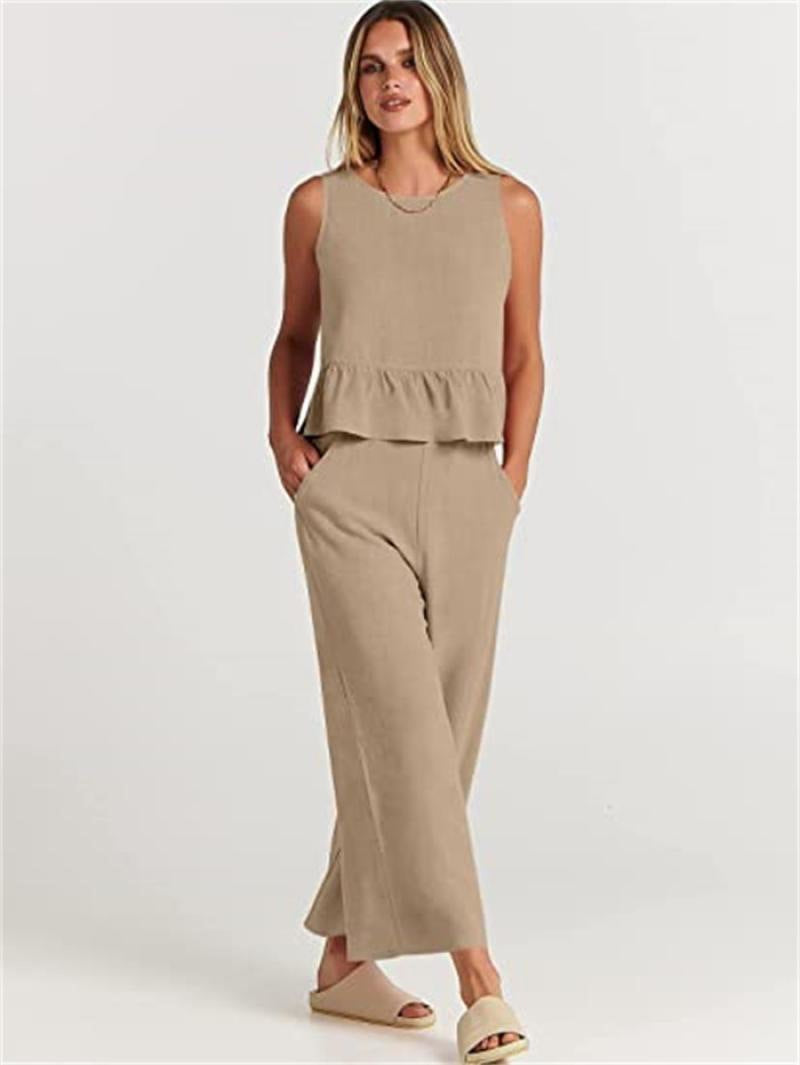 Damen Set mit lässigem Rüschendesign und weiten Hosen Stalluxe