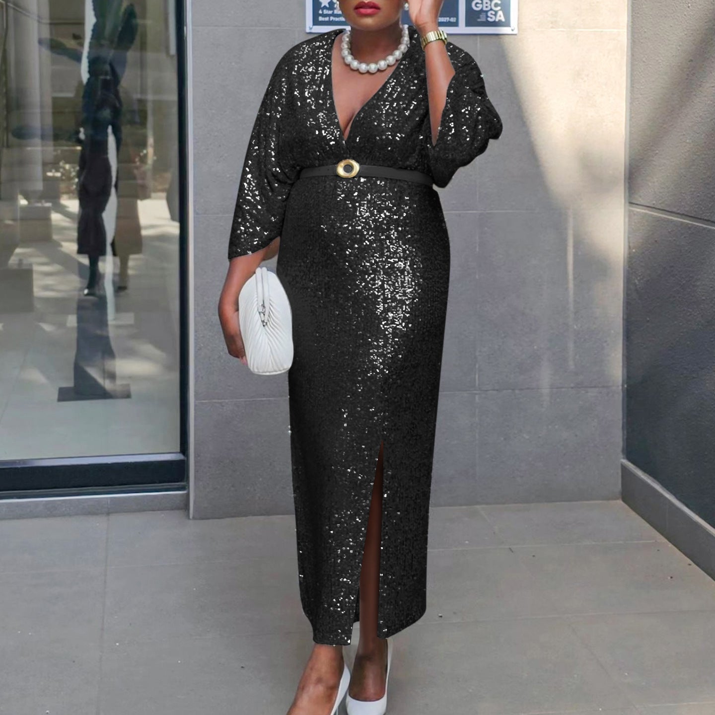 Damen Maxikleid mit Pailletten Stalluxe