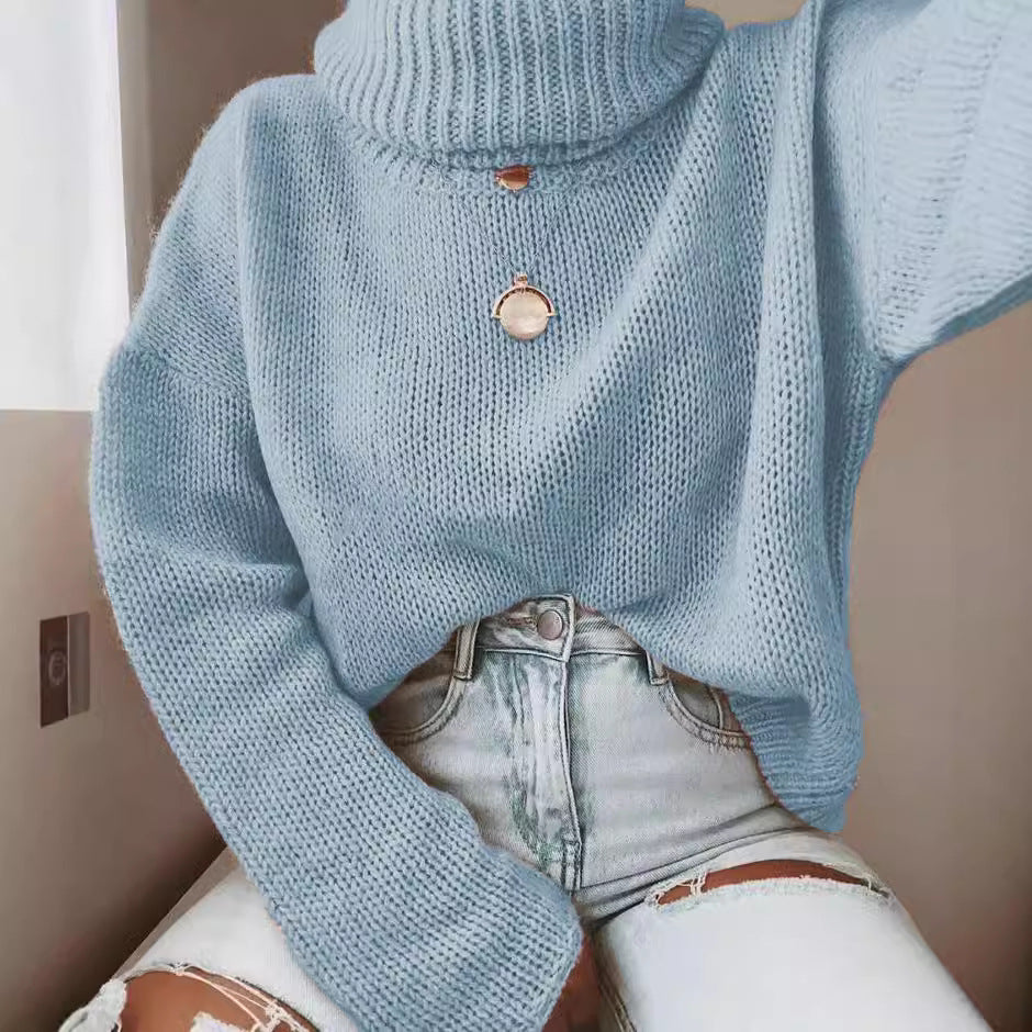 Damen Strickpullover mit hohem Kragen und lässigem Schnitt Stalluxe