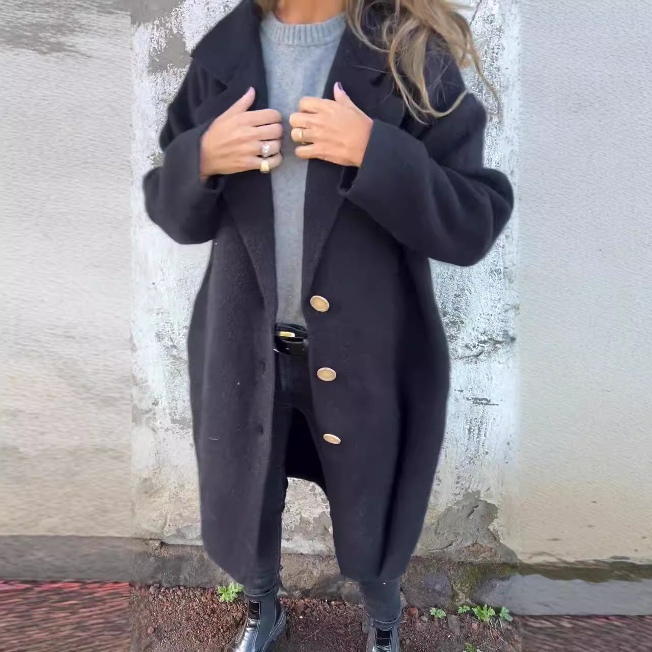 Women's Stylish Long Woolen Coat Stalluxe