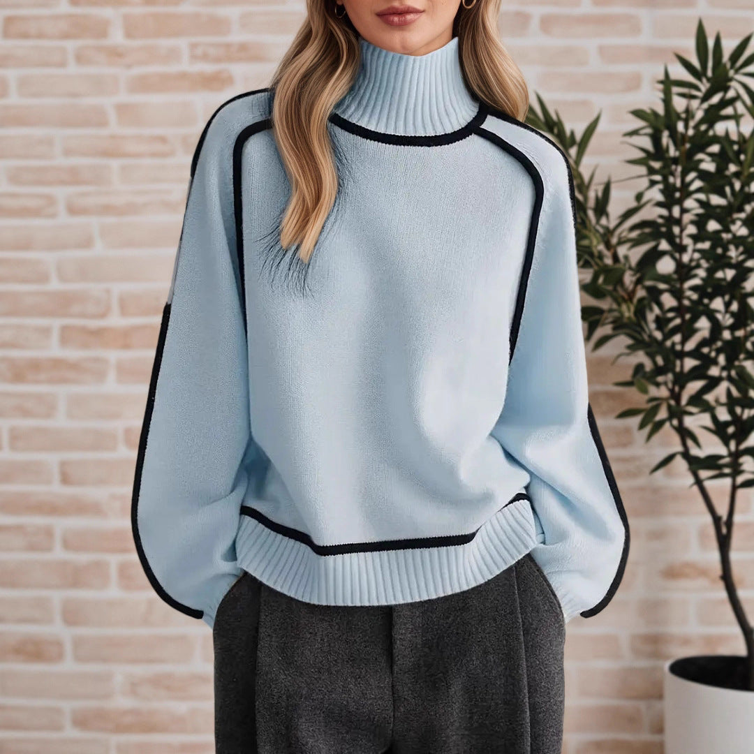 Damen Pullover mit hohem Kragen und modernen Strukturdetails Stalluxe