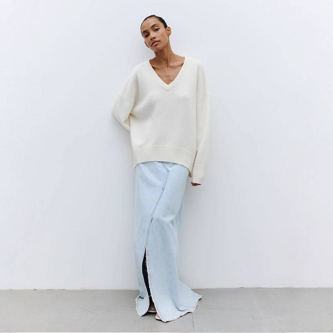 Damen langer Jeansrock mit seitlichem Schlitz und hochwertiger Baumwolle Stalluxe