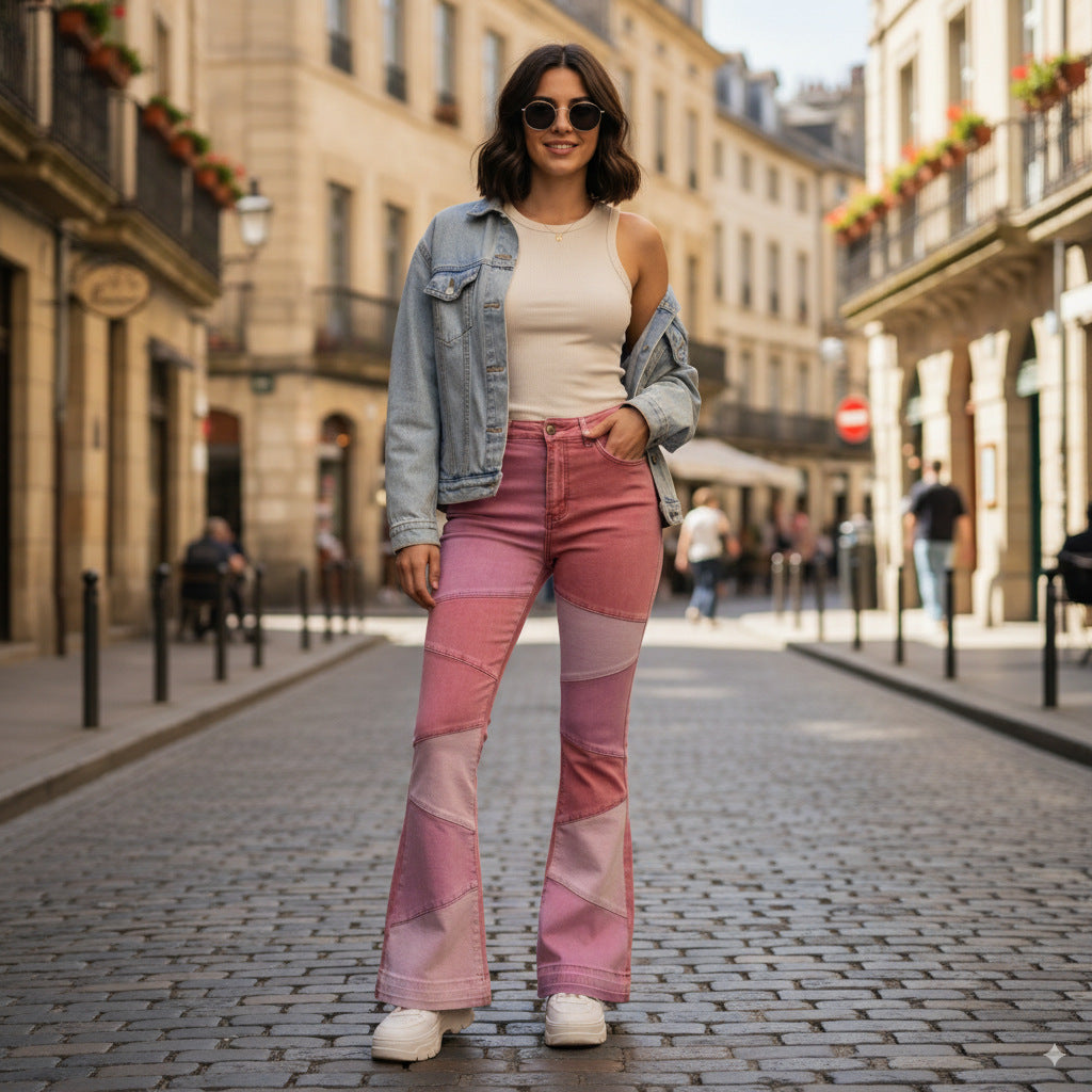 Damen Flared Jeans im eleganten Patchwork-Design Stalluxe