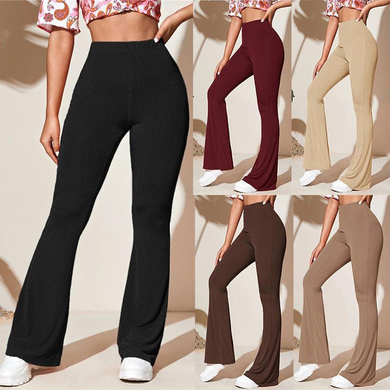 Damen Flared-Hose mit geripptem Design und hohem Bund Stalluxe