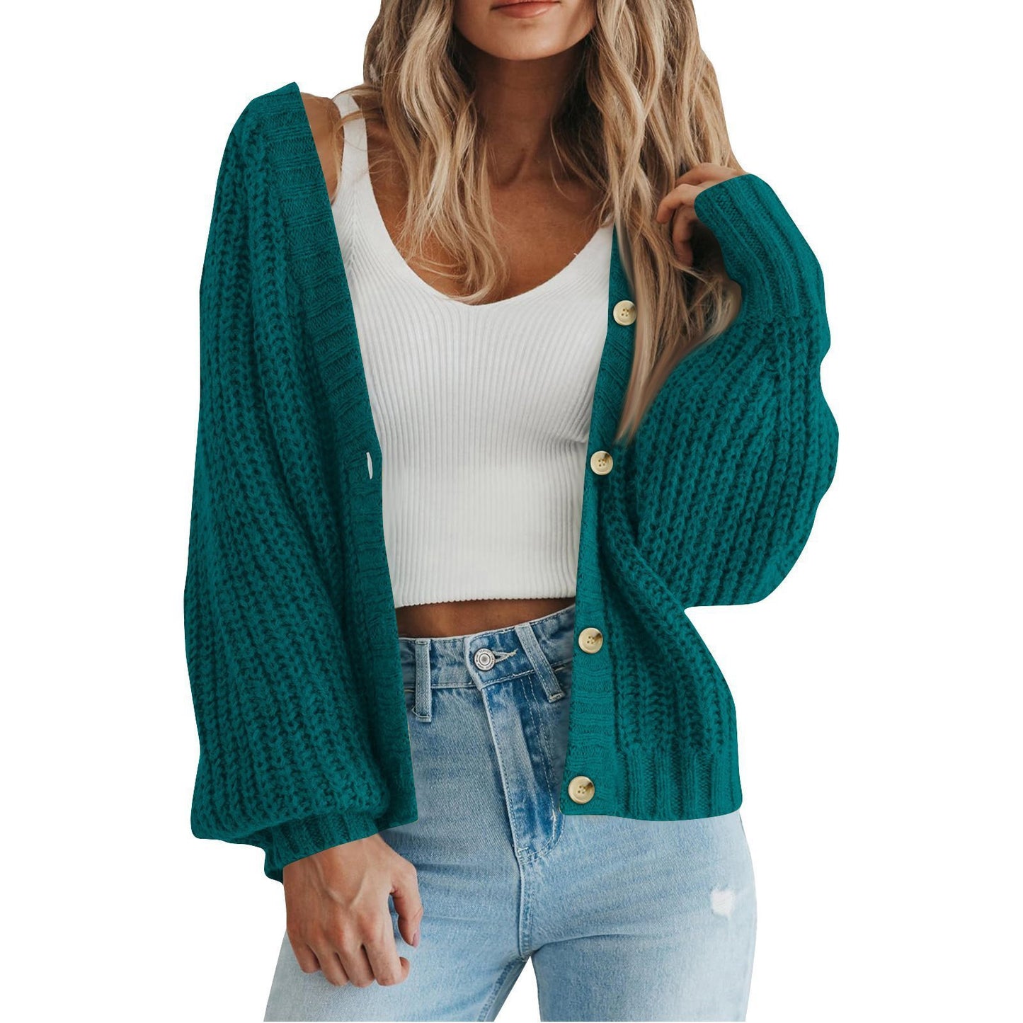 Damen Grobstrick-Cardigan mit Knopfdetails und weitem Schnitt Stalluxe