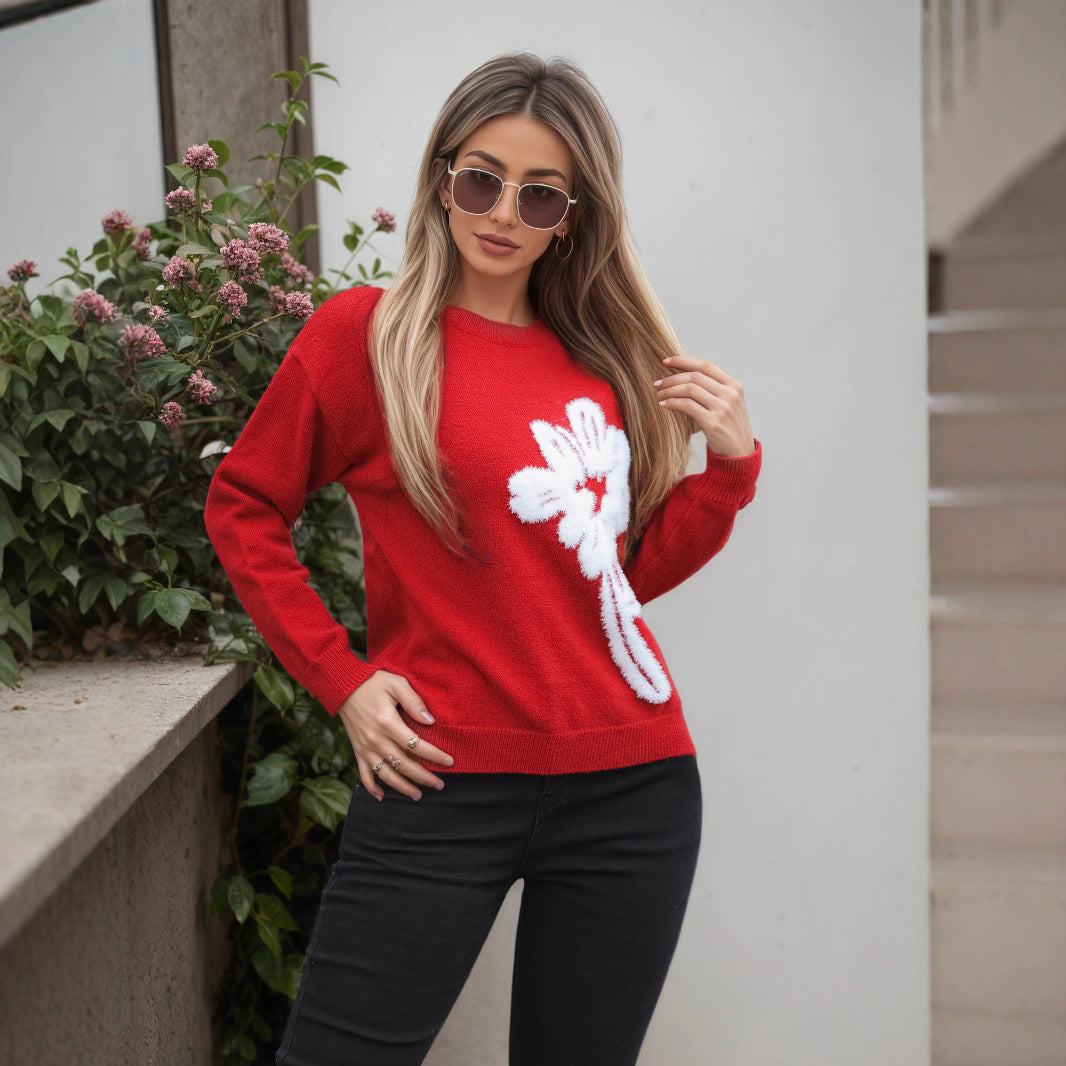 Damen Pullover mit floralem 3D-Motiv Stalluxe