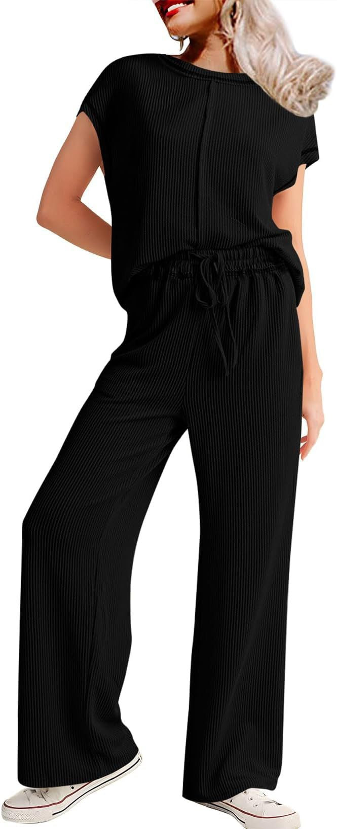 Women's Relaxed Fit Ribbed Lounge Set Stalluxe