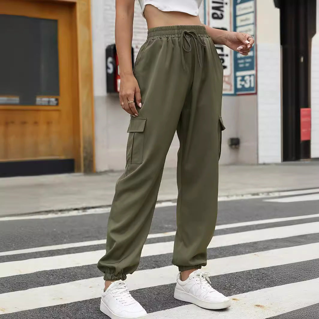 Damen Bequeme Cargo-Hose mit elastischem Bund und seitlichen Taschen Stalluxe
