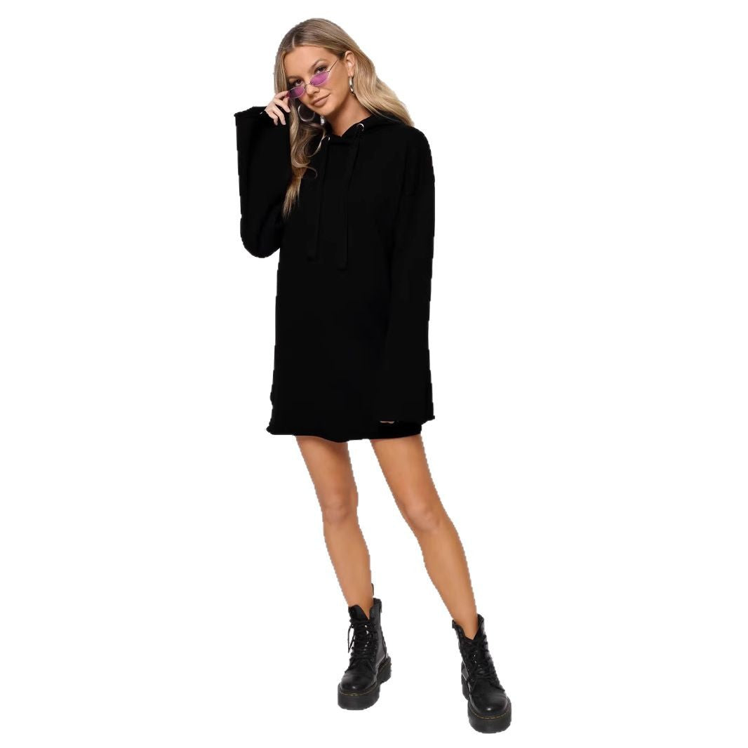 Damen lässiges Oversized Hoodie-Kleid mit Kapuze und langen Ärmeln Stalluxe
