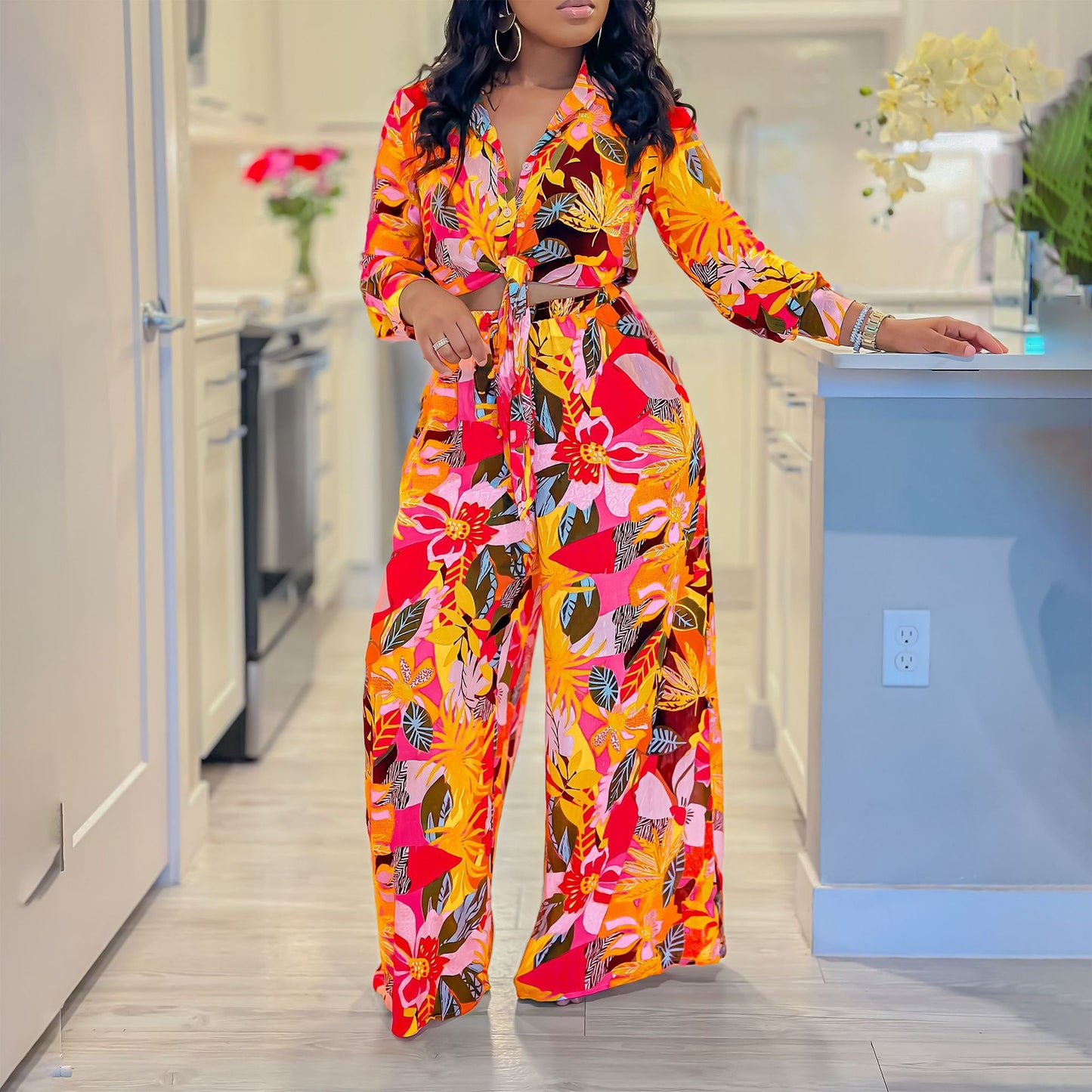 Damen Eleganter Jumpsuit mit floralen Mustern und tailliertem Schnitt Stalluxe