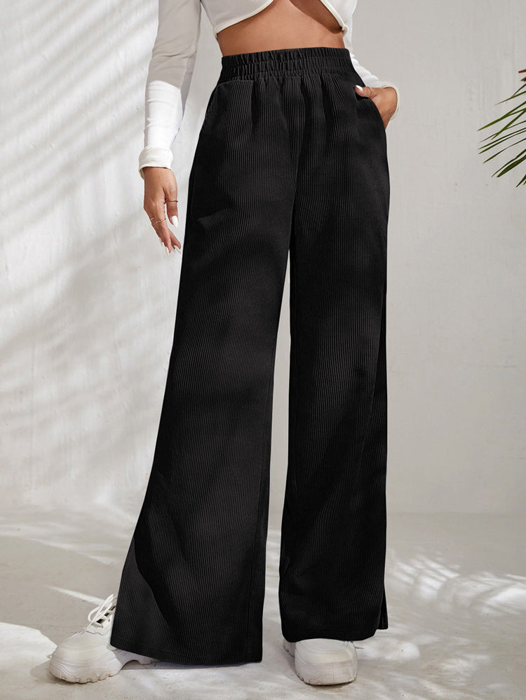 Women's Ribbed Wide-Leg Trousers Stalluxe