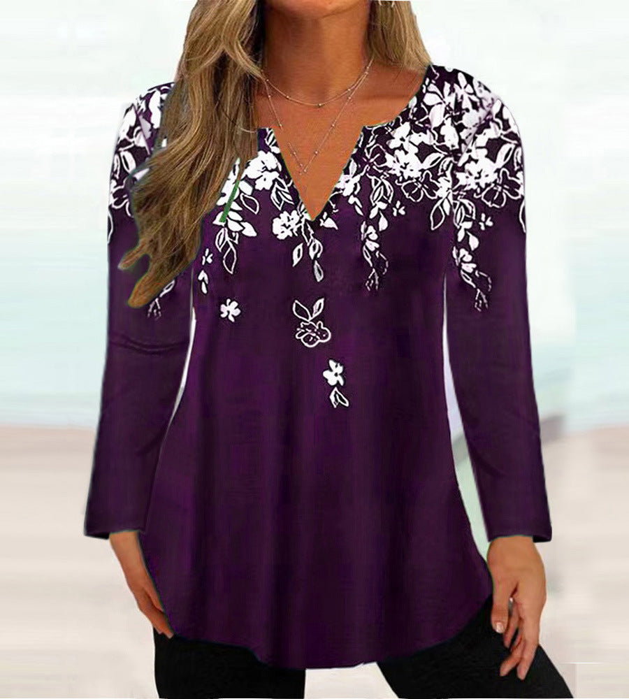 Damen Elegante Bluse mit floralem Design und V-Ausschnitt Stalluxe
