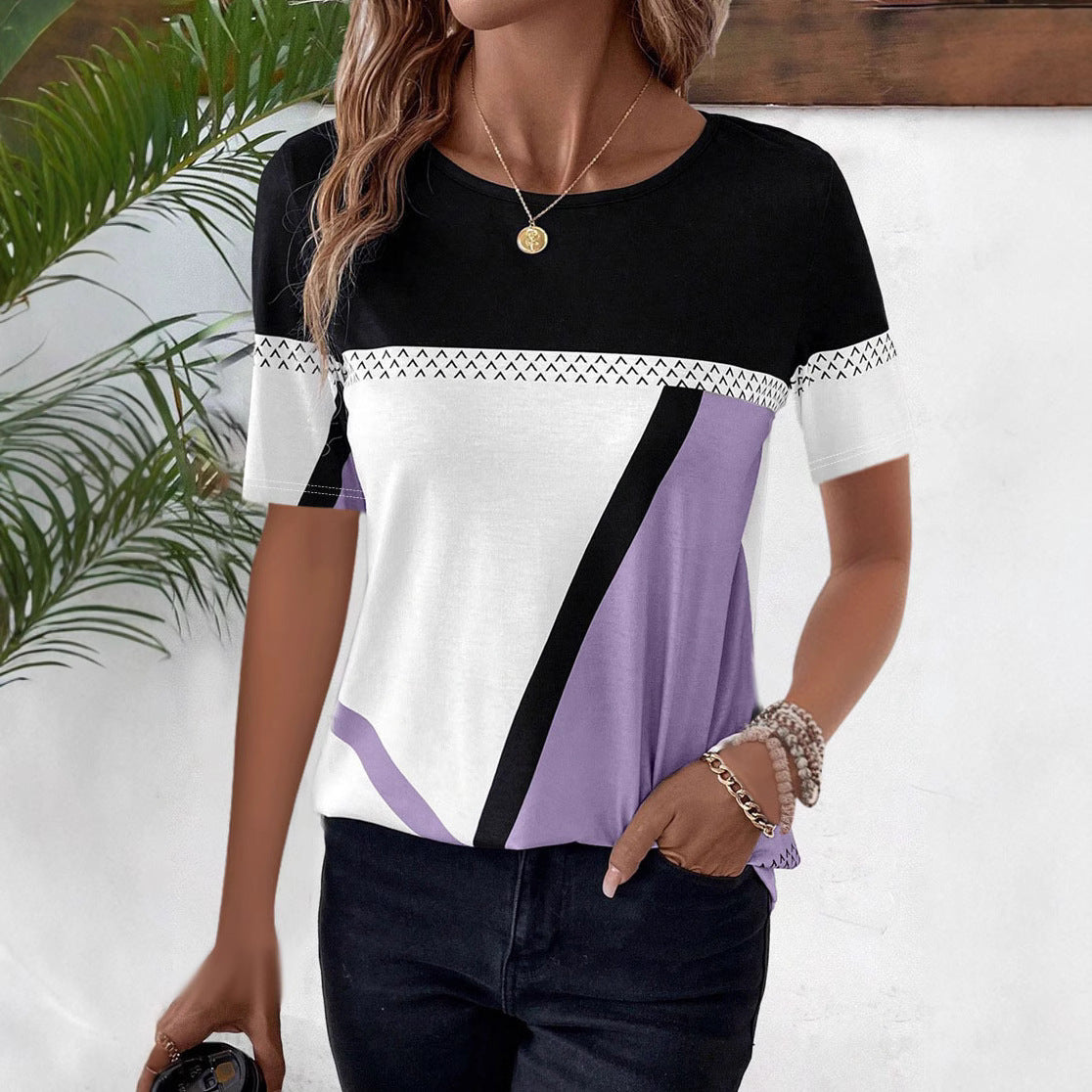 Damen Baumwoll-T-Shirt mit modischem Grafikdruck Stalluxe