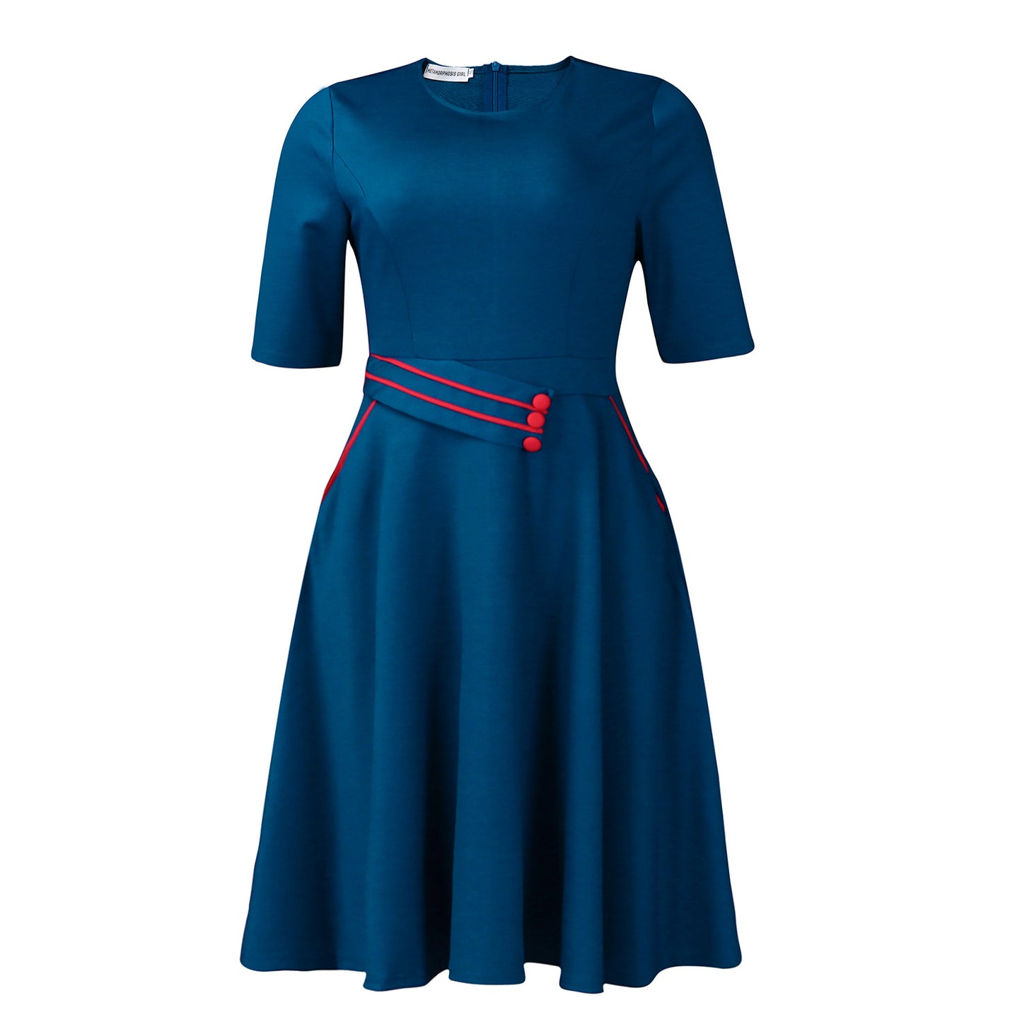 Damen A-Linien Kleid mit eleganten Knopfdetails und schwingendem Rock Stalluxe
