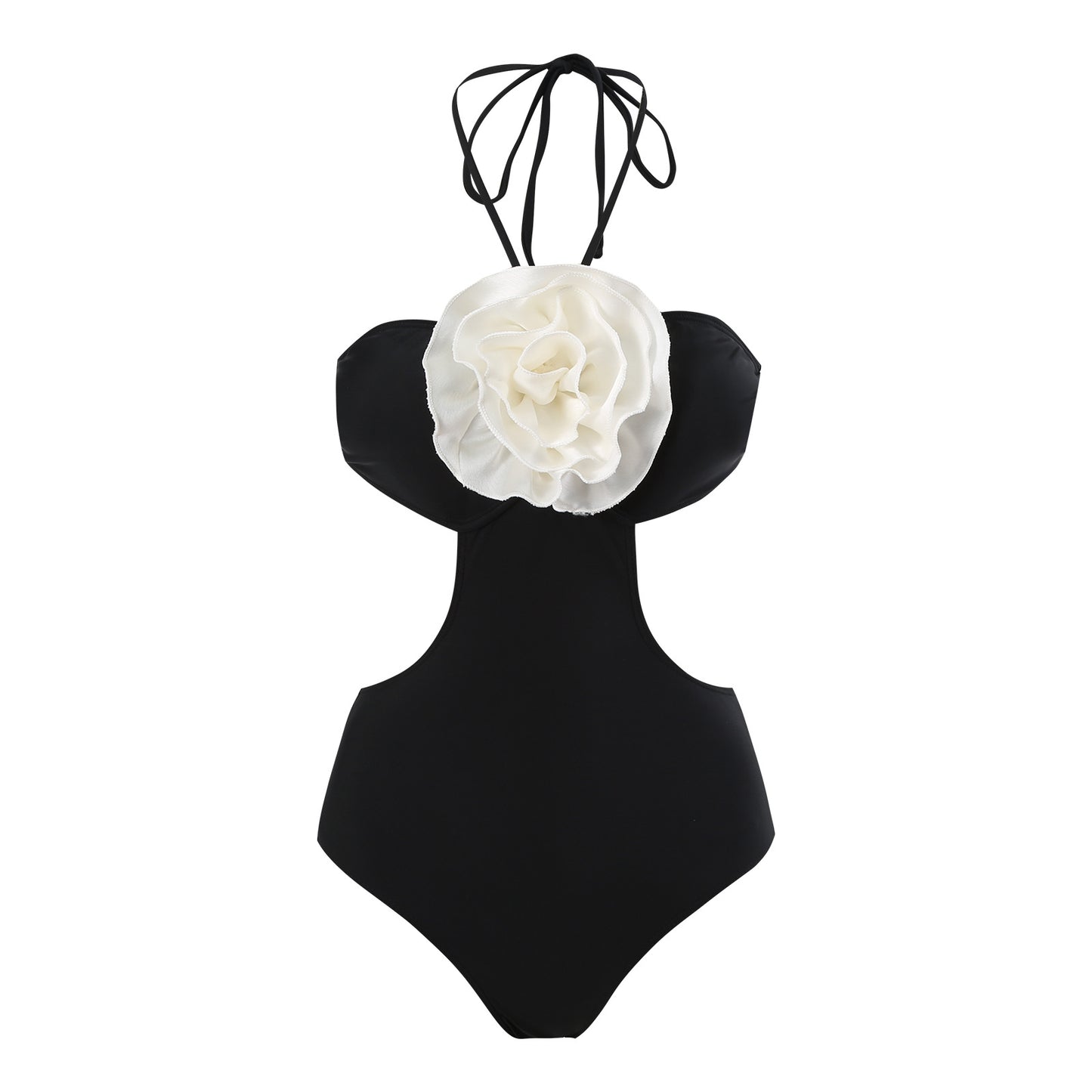 Damen Eleganter Badeanzug mit Blumenapplikation und trägerlosem Design Stalluxe