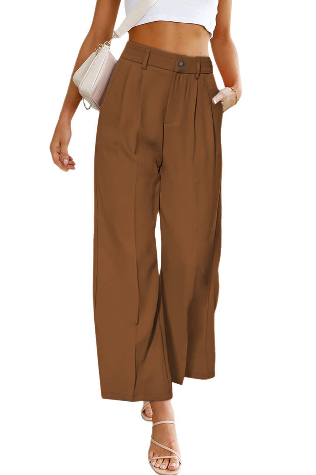 Damen Weit geschnittene Hochbund-Hose mit Faltenwurf Stalluxe