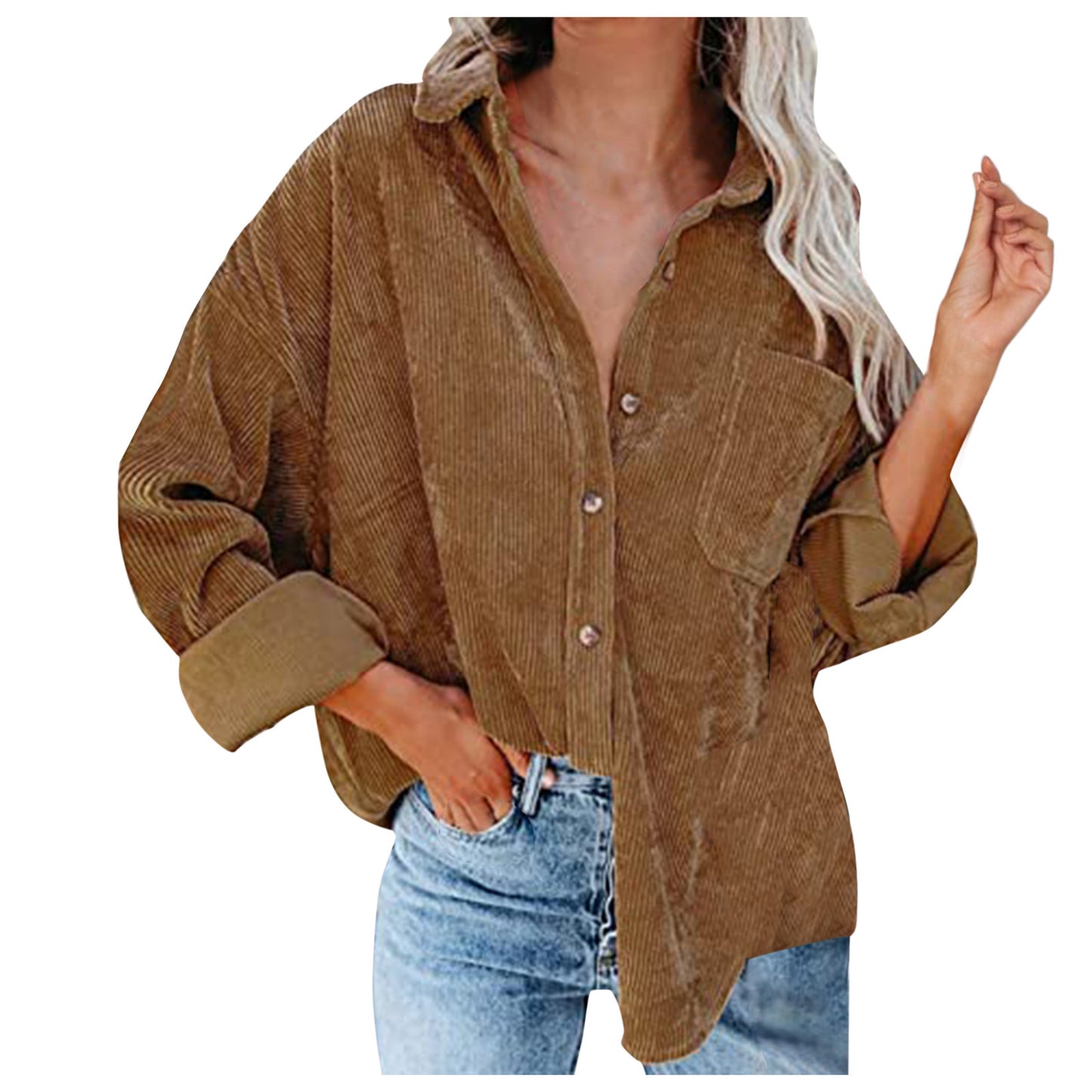 Damen Übergroße Kordbluse Stalluxe