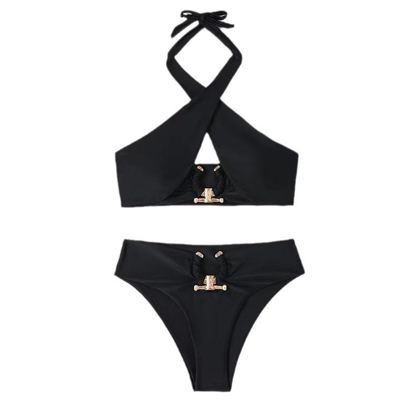 Damen Bikini-Set mit raffinierten Knoten-Details und goldenen Akzenten Stalluxe
