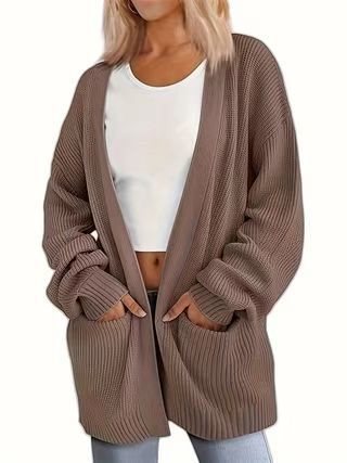Damen Lässiger Strickcardigan mit oversized Schnitt und praktischen Taschen Stalluxe