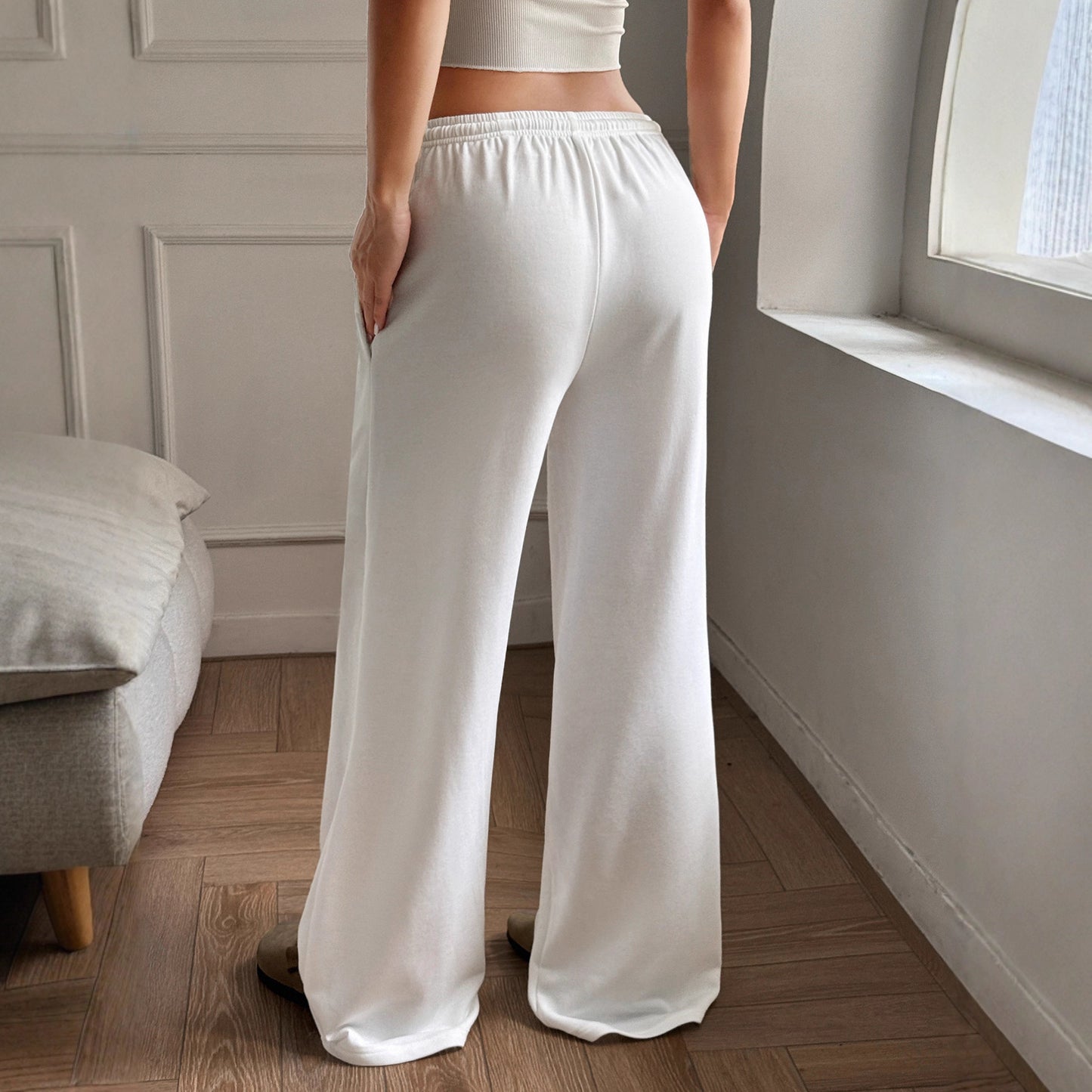 Damen Bequeme Weite Sommerhose mit elastischem Bund und Kordelzug Stalluxe