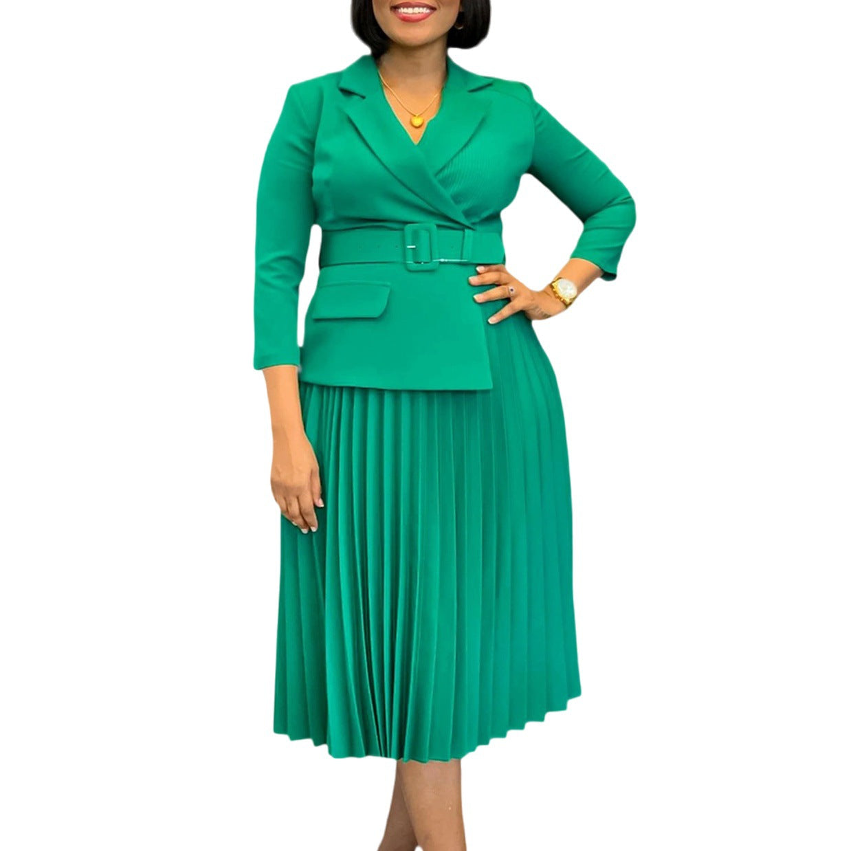 Damen elegantes und modisches Blazer-Kleid mit Falten