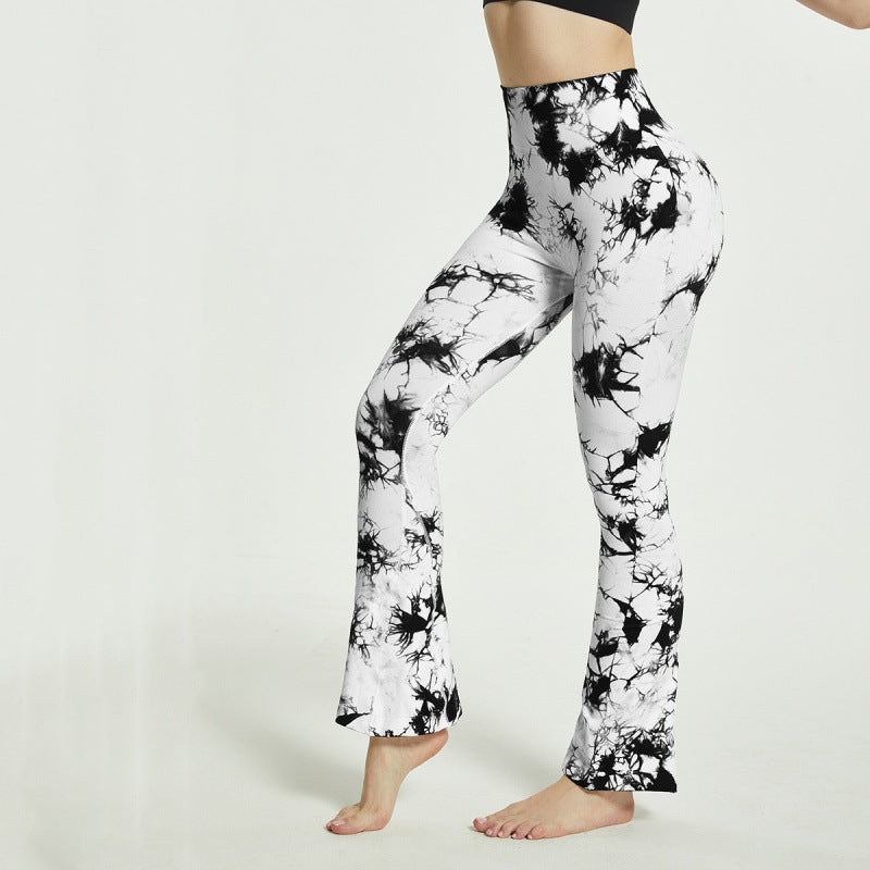Damen Flared Yoga-Leggings mit einzigartigem Batikmuster Stalluxe
