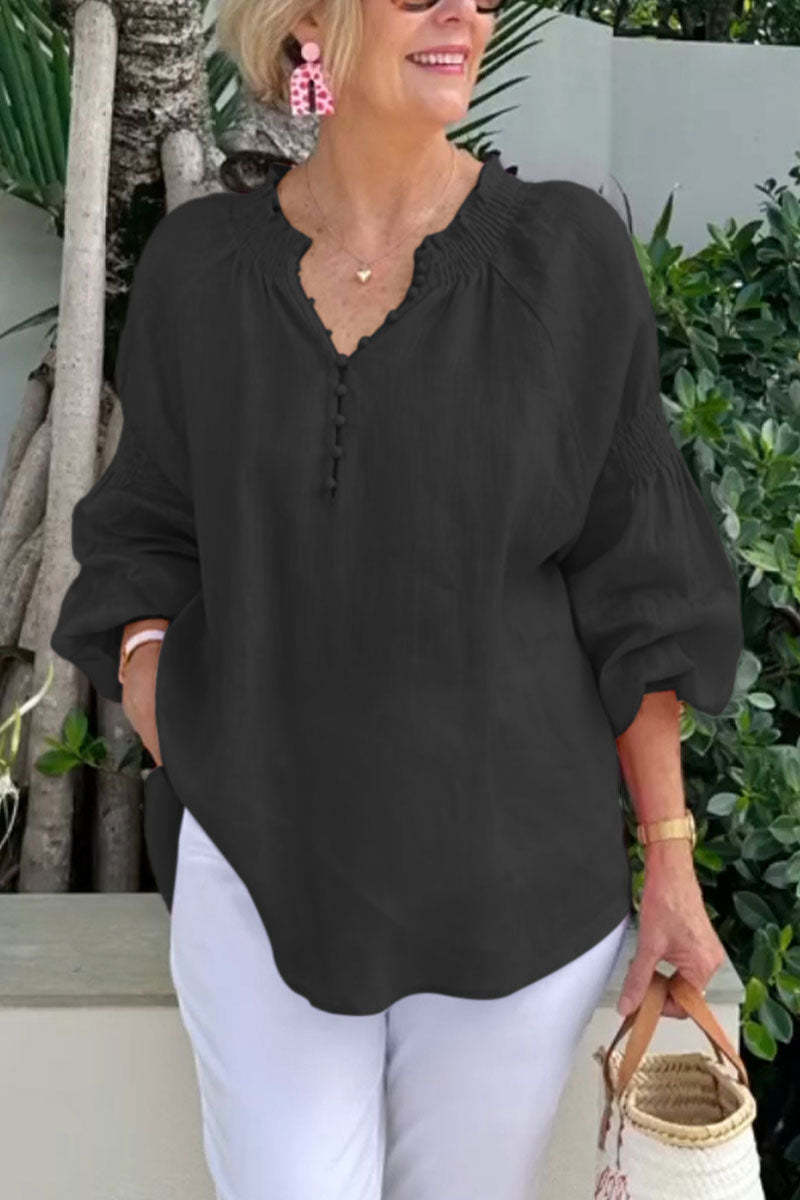 Damen luftige Bluse mit Smock-Ärmeln Stalluxe