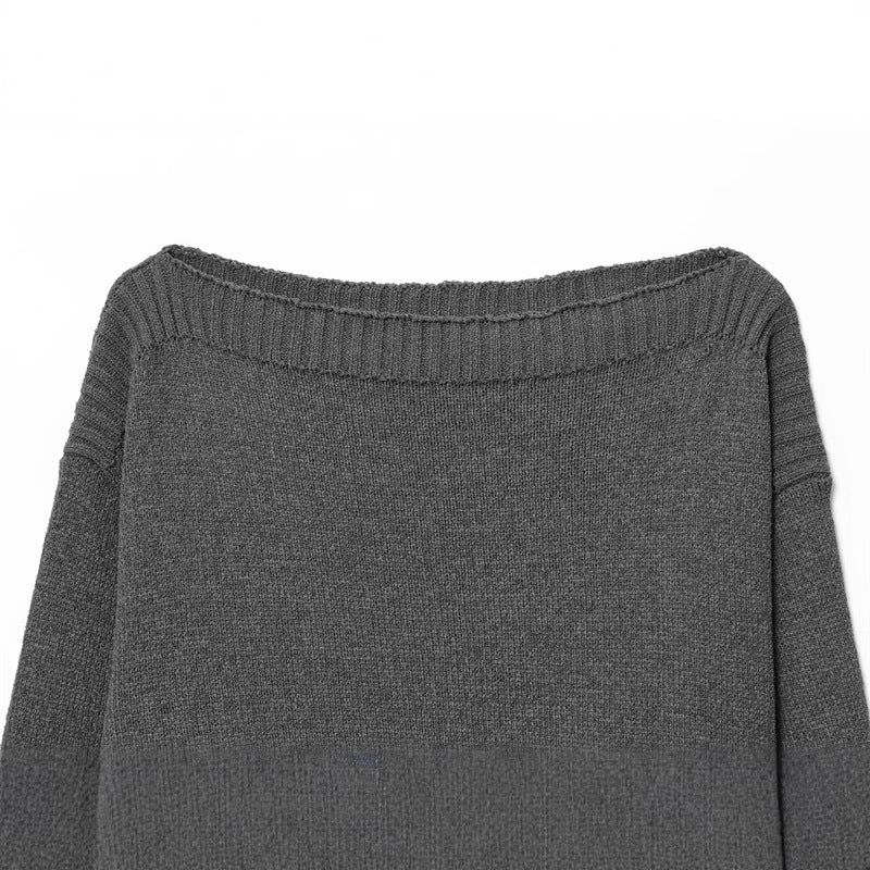 Damen lockerer Strickpullover mit überschnittenen Schultern und breitem Bündchen Stalluxe