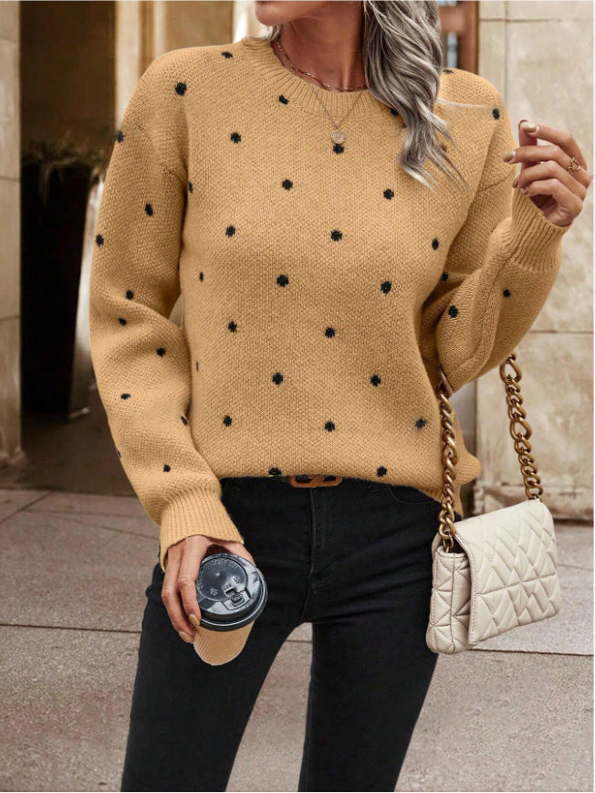 Damen kuscheliger Strickpullover mit trendigem Punktmuster Stalluxe