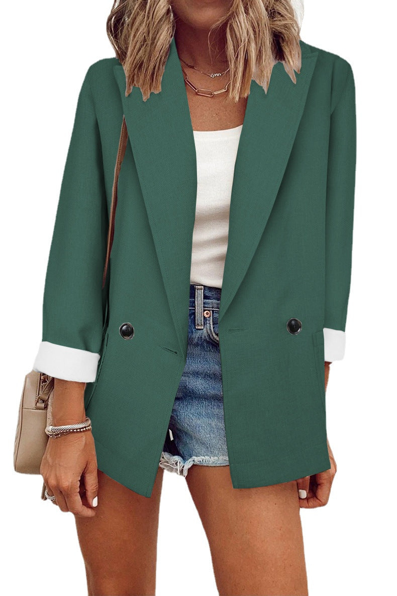 Damen modischer Blazer im Oversized-Schnitt mit tiefen Taschen und umgeschlagenen Ärmeln Stalluxe