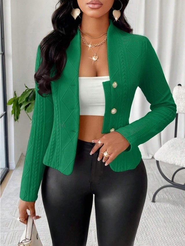 Damen Mode Blazer mit strukturiertem Design und glänzenden Knöpfen Stalluxe