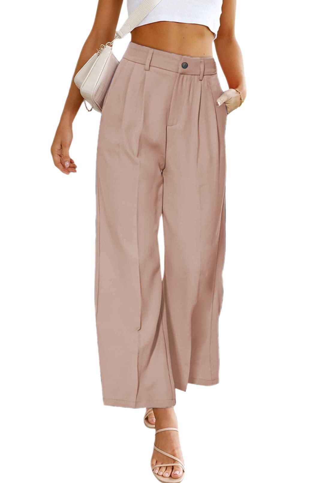 Damen Weit geschnittene Hochbund-Hose mit Faltenwurf Stalluxe