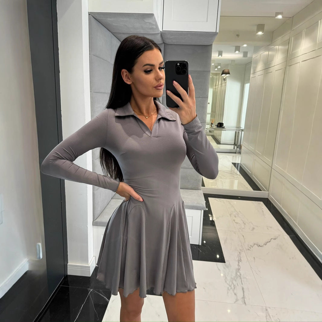 Damen Poloshirt-Kleid mit schwingendem Rock und tailliertem Schnitt Stalluxe