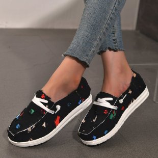 Damen modische Slip-On Sneakers mit buntem Motiv Stalluxe