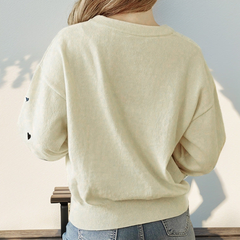 Damen kuscheliger Pullover mit Herzmotiven Stalluxe