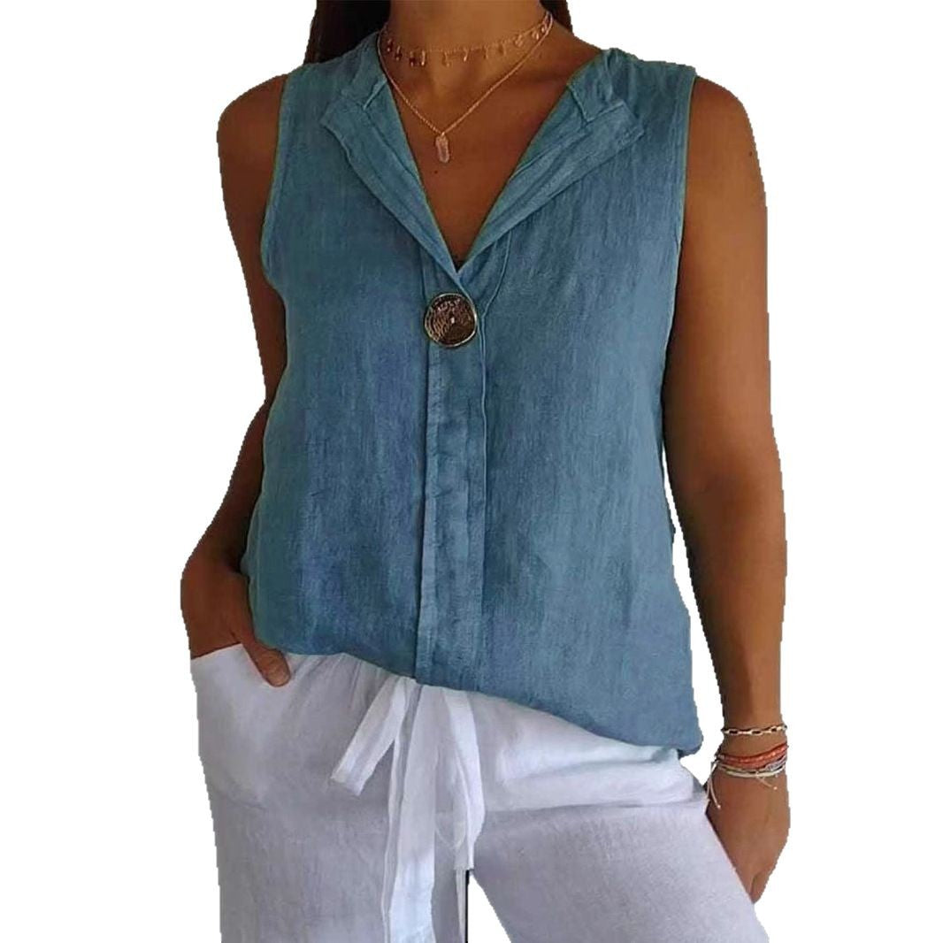 Damen Leichte Leinenbluse mit eleganter Knopfleiste Stalluxe