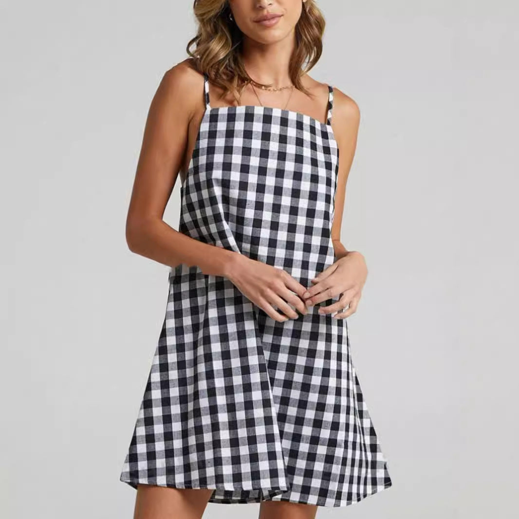 Damen Sommerliches Karo-Hängerkleid Stalluxe