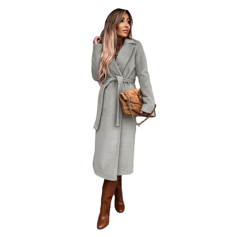 Damen eleganter Wool-Mantel mit Gürtel und zeitloser Silhouette Stalluxe