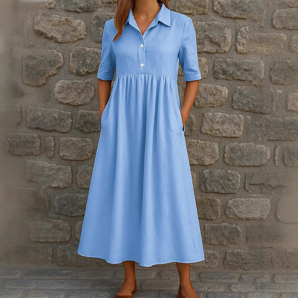 Damen Hemdkleid mit taillierter Silhouette und praktischen Taschen Stalluxe