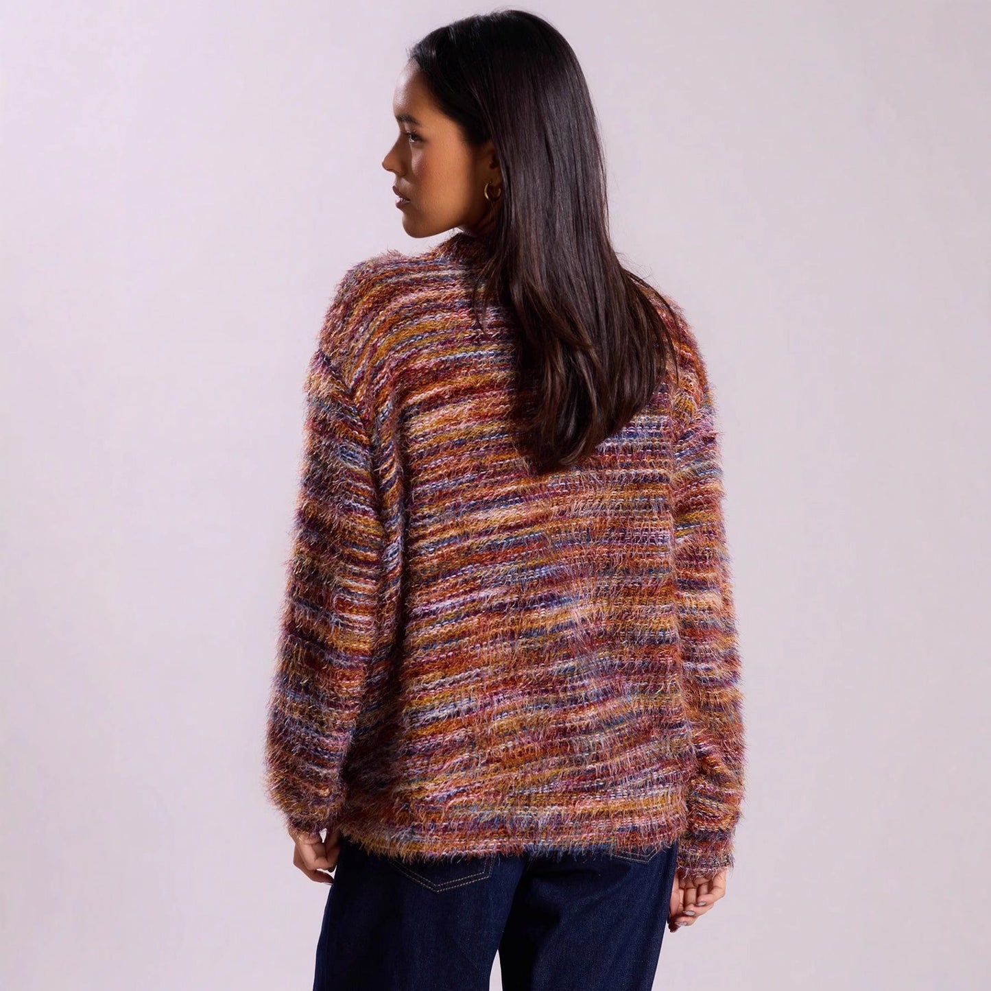Damen lässiger Cardigan aus Flauschigem Strukturgewebe Stalluxe