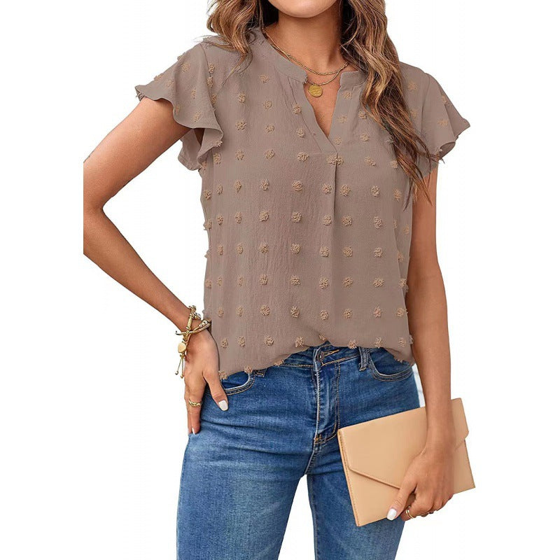 Damen Verspielte Bluse mit Rüschendetails und Strukturmuster Stalluxe