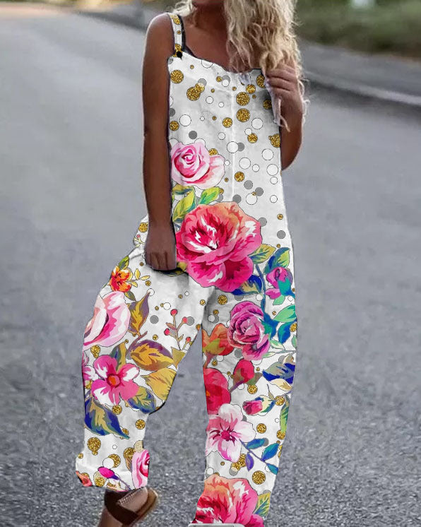 Women's Artistic Floral Print Jumpsuit Stalluxe